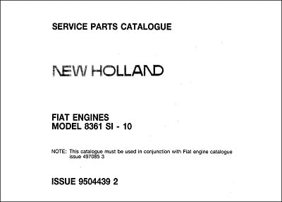 New Holland 8361 SI-10 Parts Manual