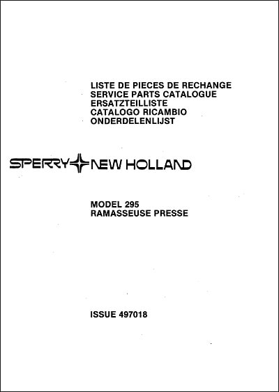 New Holland 295 Parts Manual