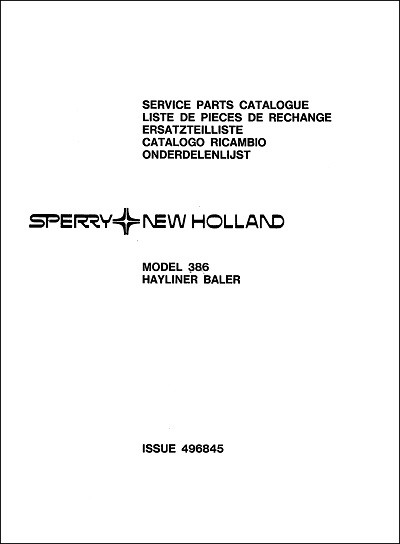 New Holland 386 Parts Manual