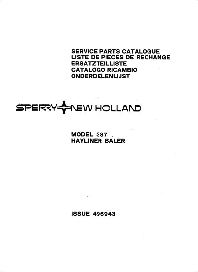 New Holland 387 Parts Manual