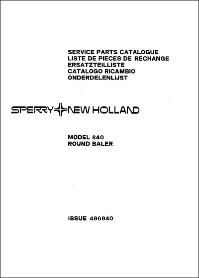 New Holland 840 Parts Manual