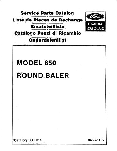 New Holland 850 Parts Manual