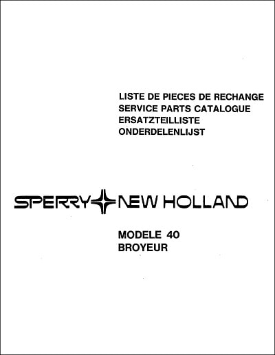 New Holland Broyeur 40 Parts Manual