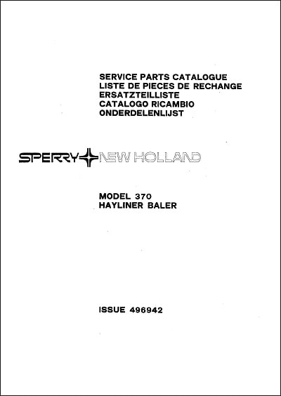 New Holland Hayliner 370 Parts Manual
