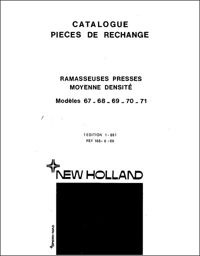 New Holland 67 68 69 70 71 Parts Manual