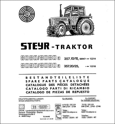 Steyr 8090 8090A spare parts catalog