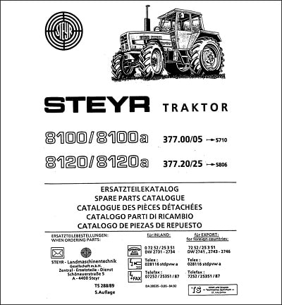 Steyr 8100 8100A spare parts catalog