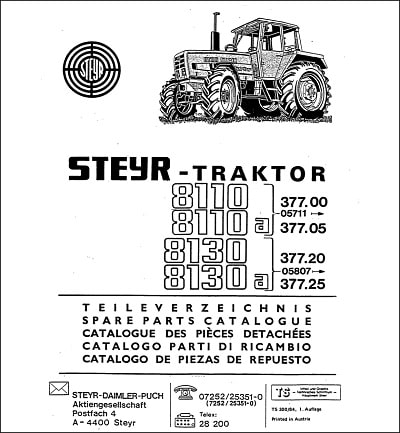 Steyr 8110 8110A spare parts catalog