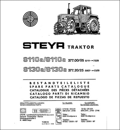 Steyr 8110 8130 SK1 spare parts catalog
