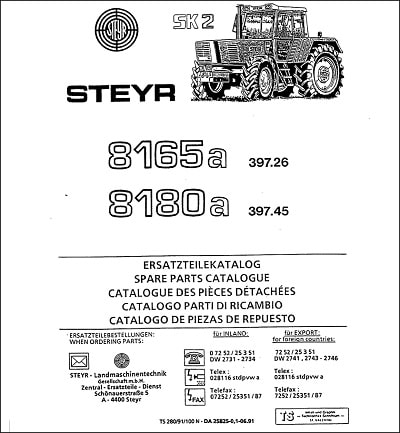 Steyr 8165A 8180A spare parts catalog