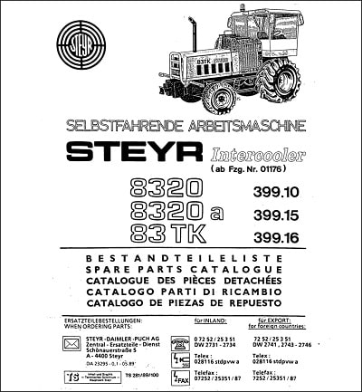 Steyr 8320 8320A 83TK spare parts catalog