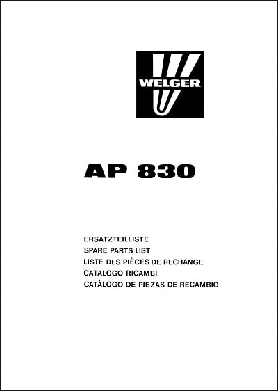 Welger AP 830 Parts Manual