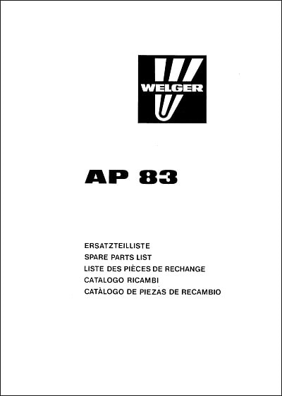 Welger Ap 83 Parts Manual