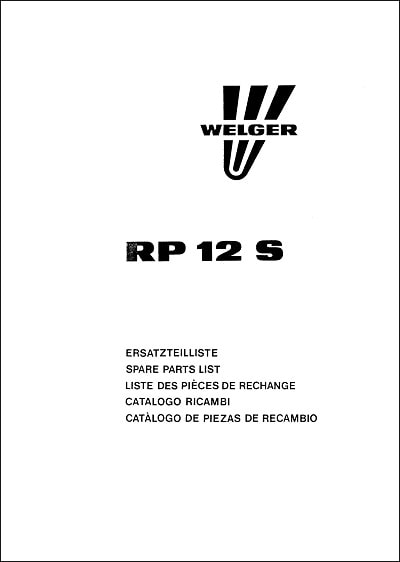 Welger RP12S Parts Manual