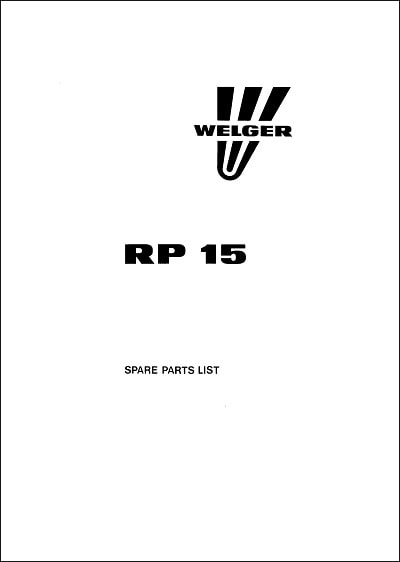 Welger RP15 Parts Manual