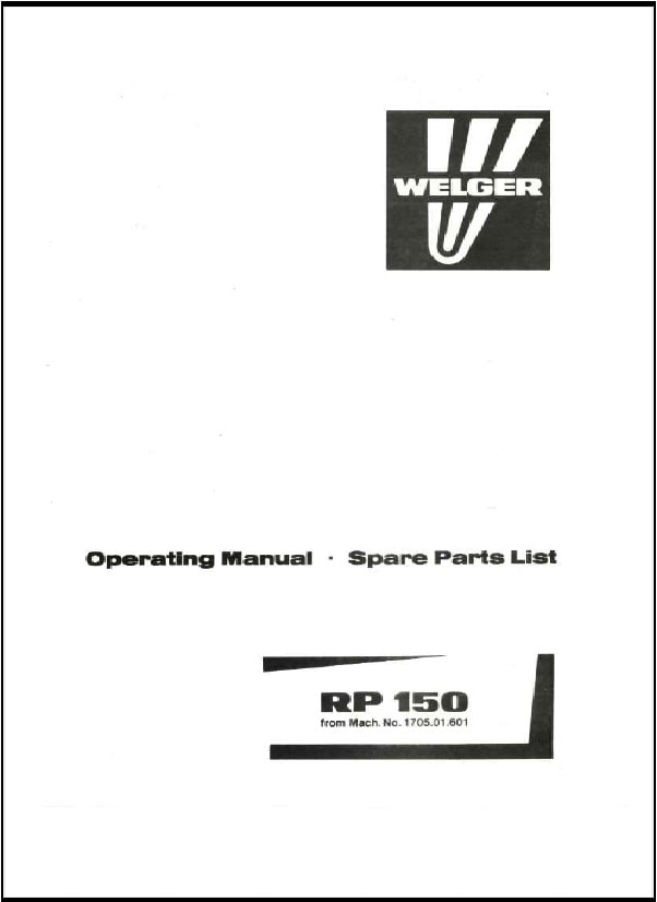 Welger RP150 Parts Manual