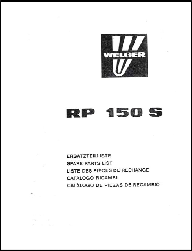 Welger RP150S Parts Manual