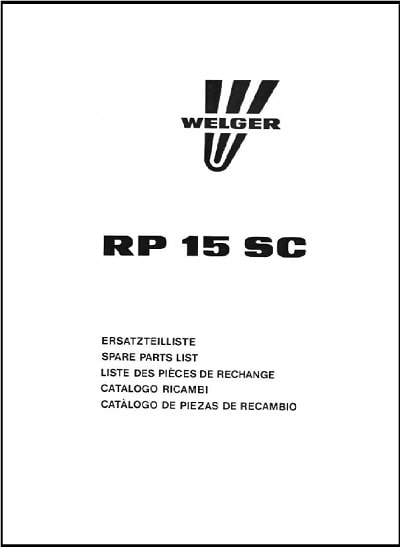 Welger RP15SC Parts Manual