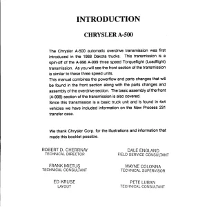 Chrysler A500 Service Manual