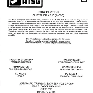 Chrysler A606 42Le Service Manual