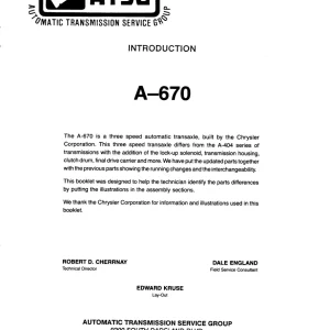 Chrysler A670 A413 Service Manual