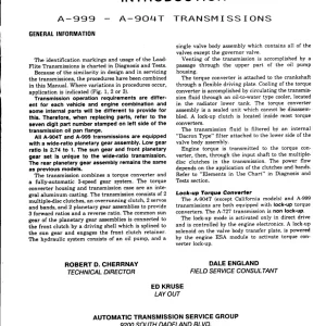 Chrysler A999 – A904T Service Manual