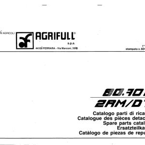Agrifull 80.70 F 2Rm Dt Parts Manual