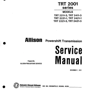 Allison Trt 2001 2001 Service Manual