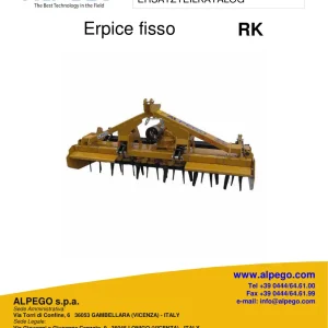 Alpego Rk Erpice Fisso Parts Manual