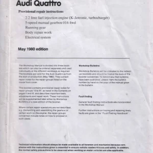 Audi B2 Quattro Service Manual
