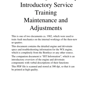 Audi Quattro Full Service Manual