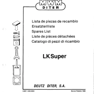 AUSA Lksuper D987 Deutz Diter 1989 Parts Manual