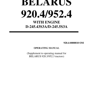 Belarus 920.4 952.4 Operators Manual