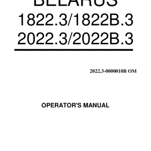 Belarus Mtz 1822.3 2022.3 2022 Operators Manual