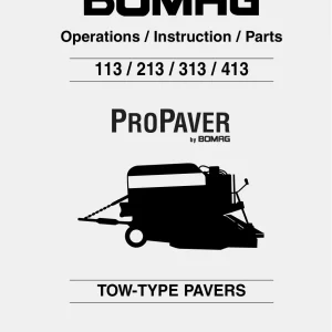 Bomag 113 213 313 413 Tow Pavers 2005 Parts Manual
