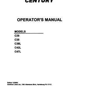 Branson C29 C35 C38L C42L C47L 2004 Operators Manual
