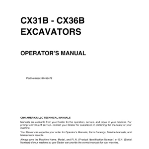 Case Cx31B Cx36B Operators Manual