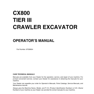 Case Cx800B Operators Manual