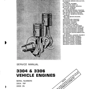 Caterpillar 3304 3306 Vehicle 78P 3N Service Manual