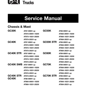 Caterpillar Cat Gc70K Trucks Snat89A 10231 20230 Service Manual