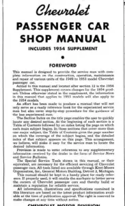 Chevrolet Chevy 1949 1954 Service Manual
