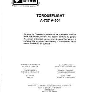 Chrysler A727 A904 Service Manual