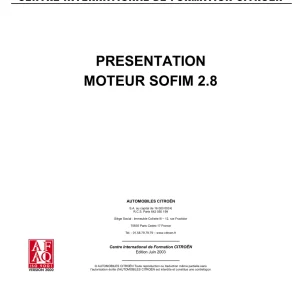 Citroen Sofim 2.8D 2003 2003 Service Manual
