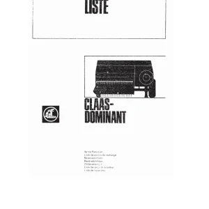 Claas Dominant Parts Manual