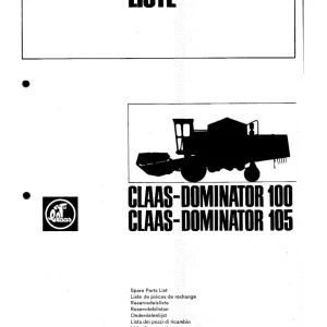 Claas Dominator 100 105 Parts Manual