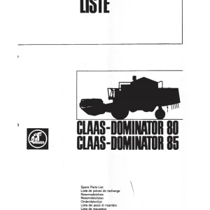 Claas Dominator 80 85 Parts Manual