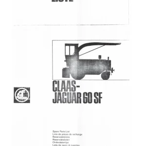 Claas Jaguar 60 Sf Parts Manual