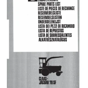 Claas Jaguar 70 Sf Parts Manual