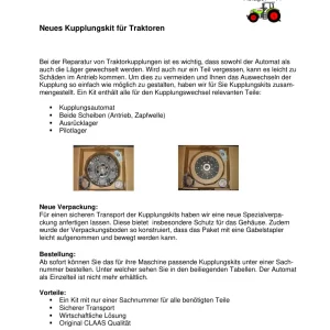 Claas Kupplungskit 2 Parts Manual