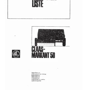 Claas Markant 50 Parts Manual